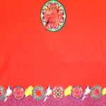 Luksusliku lille- ja linnuornamendiga trikookangas kupongina 150cm x120cm Art.4876