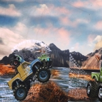 Maastikuautodega, trikookangas kupongina 75 cm x 150 cm, Stenzo, 17720