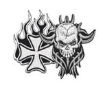 Череп, тату, короны и крест на патчи