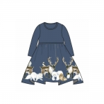 Arktika ja antarktika loomade-lindude mustriga, veniv puuvillasegu kangas, Stenzo, Art.12207  