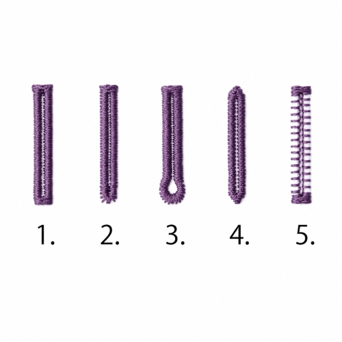Ompelukone Juki HZL-F600 Napinläpityypit: 1. Standard, 2. Keyhole, 3. For knit, 4. Decorative