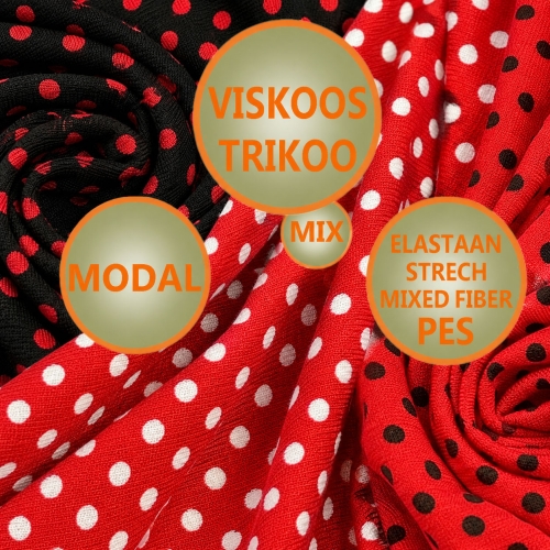 Viskoosi- ja polüesterisisaldusega trikookangad
